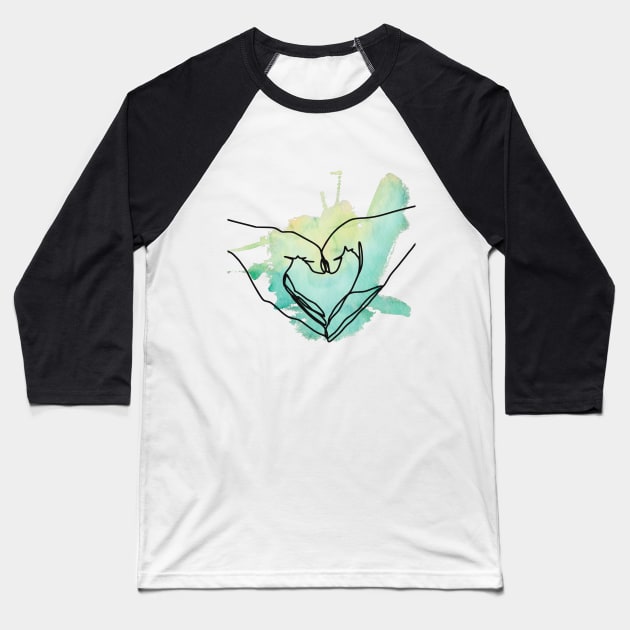 Heart & Hands Baseball T-Shirt by PixelPia